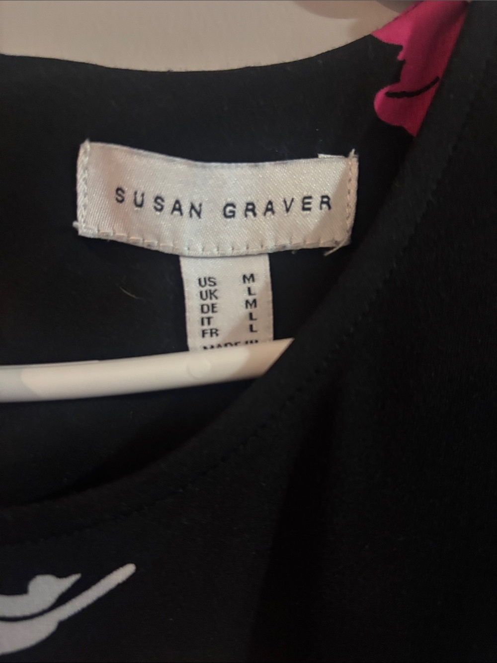 Susan Graver Black Midi Dress with Pink & White Floral Motif - Picture 2 of 3